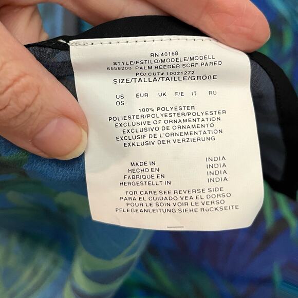 Miraclesuit Scarf Pareo Swim Cover Up One Size Palm Leaf Print Tropical Beach - Picture 6 of 7